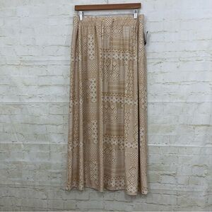 Robert Louis Tan Geometric Print Pull On Maxi Skirt